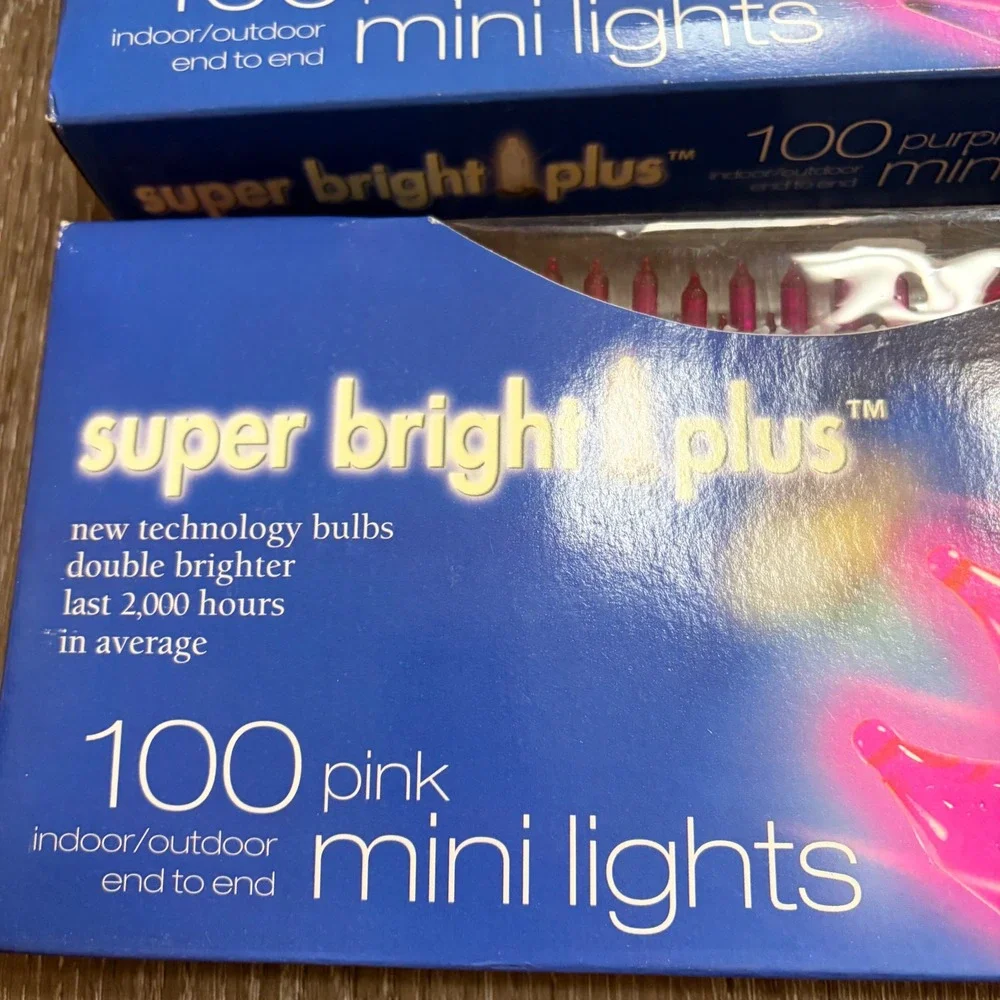 Super Bright Plus 200ct Mini Lights Pink Purple Indoor Outdoor Christmas Decor